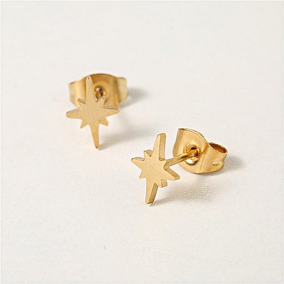 Sparkle Star 18K Gold Plated Sterling Silver Stud Earrings - Picture 4 of 7